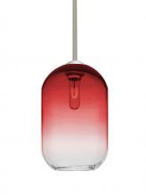 Besa Lighting 1TT-OMEGA12RD-SN - Besa, Omega 12 Stem Pendant,Red/Clear, Satin Nickel Finish, 1x60W Medium Base