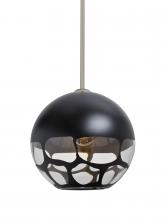 Besa Lighting 1TT-ROCKYBK-SN - Besa, Rocky Stem Pendant, Black, Satin Nickel Finish, 1x60W Medium Base