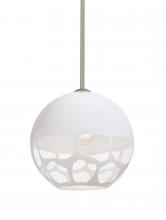 Besa Lighting 1TT-ROCKYWH-LED-SN - Besa, Rocky Stem Pendant, White, Satin Nickel Finish, 1x9W LED