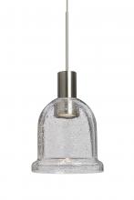 Besa Lighting 1XC-KIBACL-LED-SN - Besa, Kiba Cord Pendant, Clear Bubble, Satin Nickel Finish, 1x3W LED