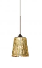  1XT-5125GF-BR - Besa Pendant Nico 4 Bronze Stone Gold Foil 1x35W Halogen