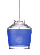 Besa Lighting 1XT-PIC6BL-SN - Besa Pendant Pica 6 Satin Nickel Blue Sand 1x50W Halogen