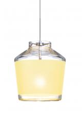 Besa Lighting 1XT-PIC6CR-LED-SN - Besa Pendant Pica 6 Satin Nickel Creme Sand 1x5W LED