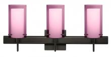 Besa Lighting 3SW-A44007-LED-BR-SQ - Besa Pahu 4 Wall With SQ Canopy 3SW Transparent Amethyst/Opal Bronze 3x5W LED