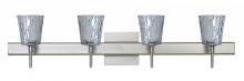 Besa Lighting 4SW-5125SF-SN-SQ - Besa Wall With SQ Canopy Nico 4 Satin Nickel Stone Silver Foil 4x40W G9