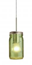 Besa Lighting J-MILO4GR-SN - Besa Pendant For Multiport Canopy Milo 4 Satin Nickel Green 1x40W Medium Base A15