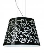 Besa Lighting 1KV-4340BD-SN - Besa Pendant Amelia 15 Satin Nickel Black Damask 3x100W A19