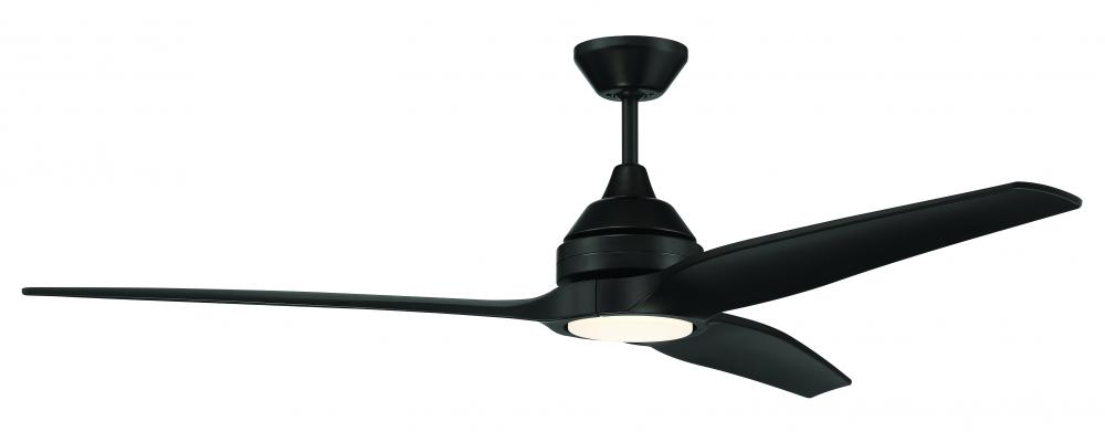 60" Limerick Indoor/Outdoor (Damp) in Flat Black w/ Flat Black Blades