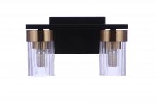 Craftmade 11811FBSB2 - Bond Street 2 Light Vanity in Flat Black/Satin Brass