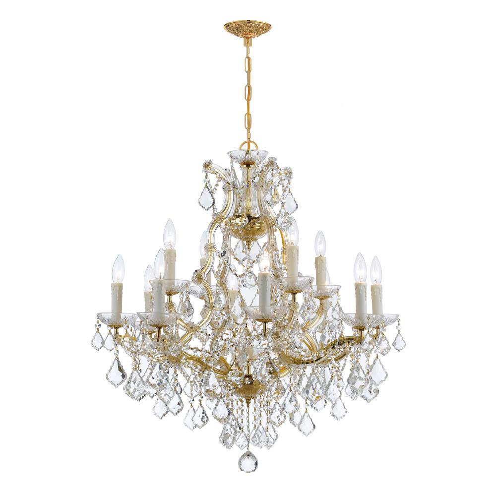 Maria Theresa 13 Light Clear Italian Crystal Gold Chandelier