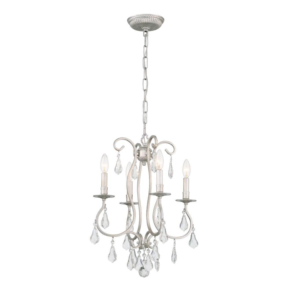 Ashton 4 Light Hand Cut Crystal Olde Silver Mini Chandelier