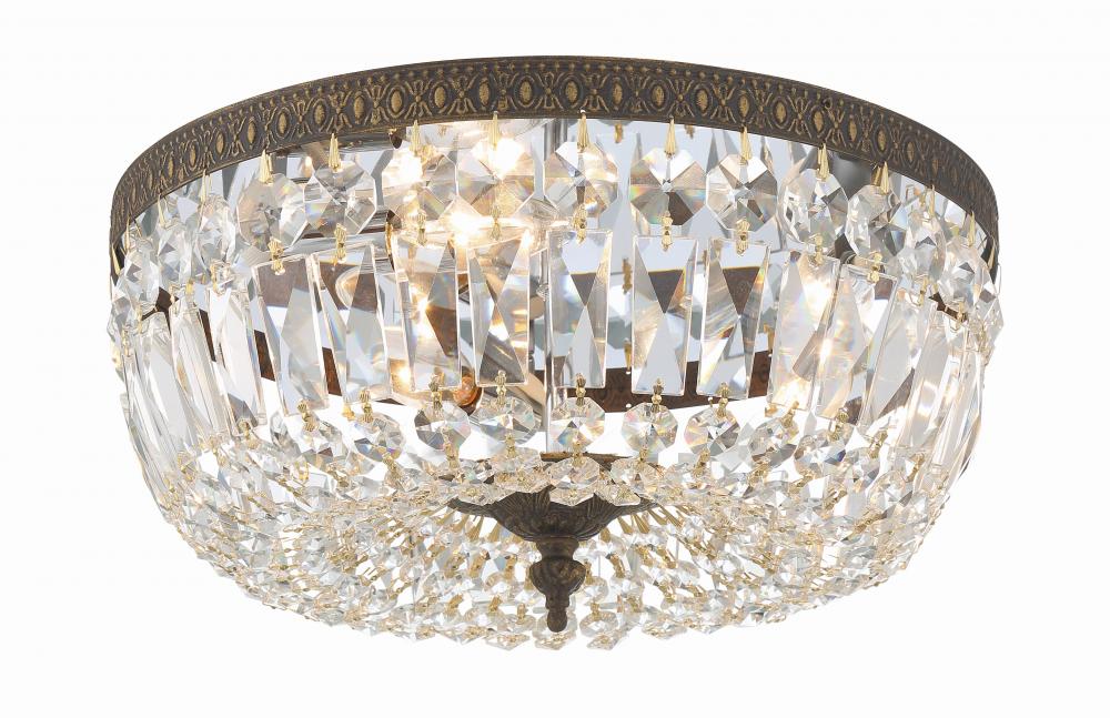 Crystorama 3 Light Spectra Crystal English Bronze Flush Mount