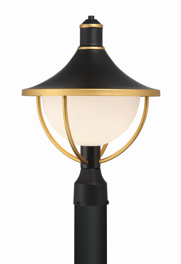 Atlas 1 Light Matte Black + Textured Gold Outdoor Post