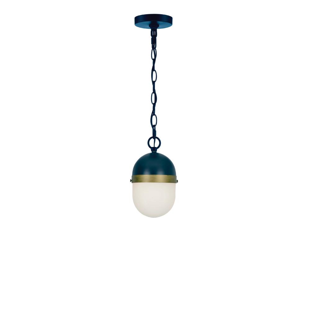 Brian Patrick Flynn Capsule 1 Light Matte Black + Textured Gold Outdoor Pendant