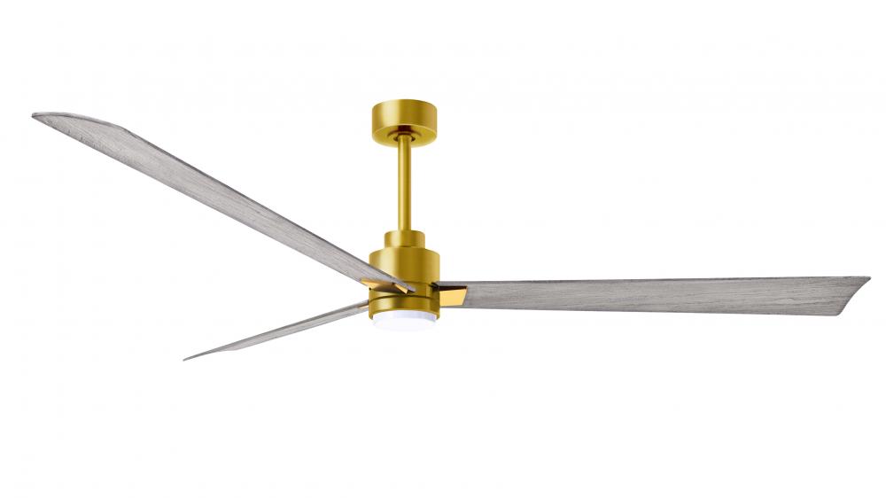 Alessandra 3-blade transitional ceiling fan in brushed brass finish with Barn Wood blades. Optimiz