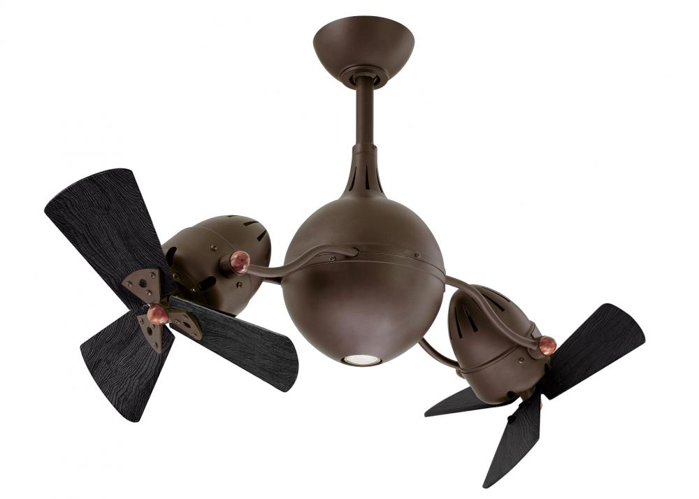 Acqua 360° rotational 3-speed ceiling fan in textured bronze finish with solid matte black wood b