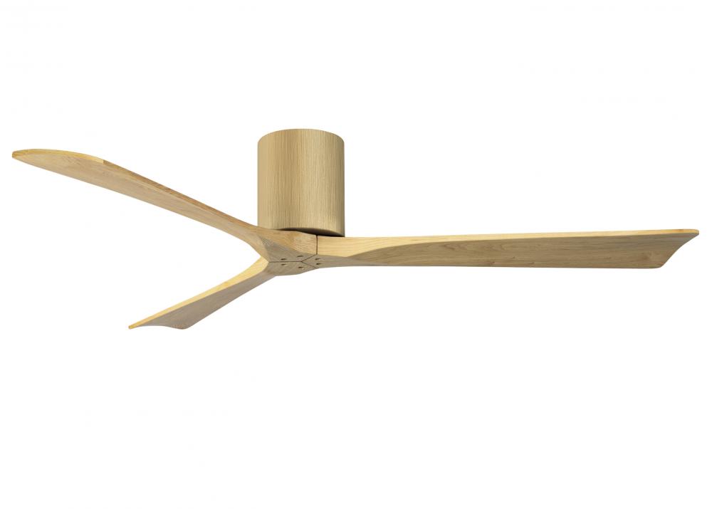 Irene-3H three-blade flush mount paddle fan in Light Maple finish with 60” Light Maple tone blad