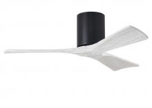 Matthews Fan Company IR3H-BK-MWH-42 - Irene-3H three-blade flush mount paddle fan in Matte Black finish with 42” solid matte white woo