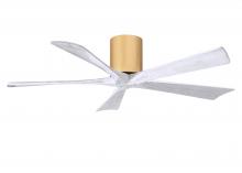 Matthews Fan Company IR5H-LM-MWH-52 - Irene-5H three-blade flush mount paddle fan in Brushed Brass finish with 52” Matte White tone bl