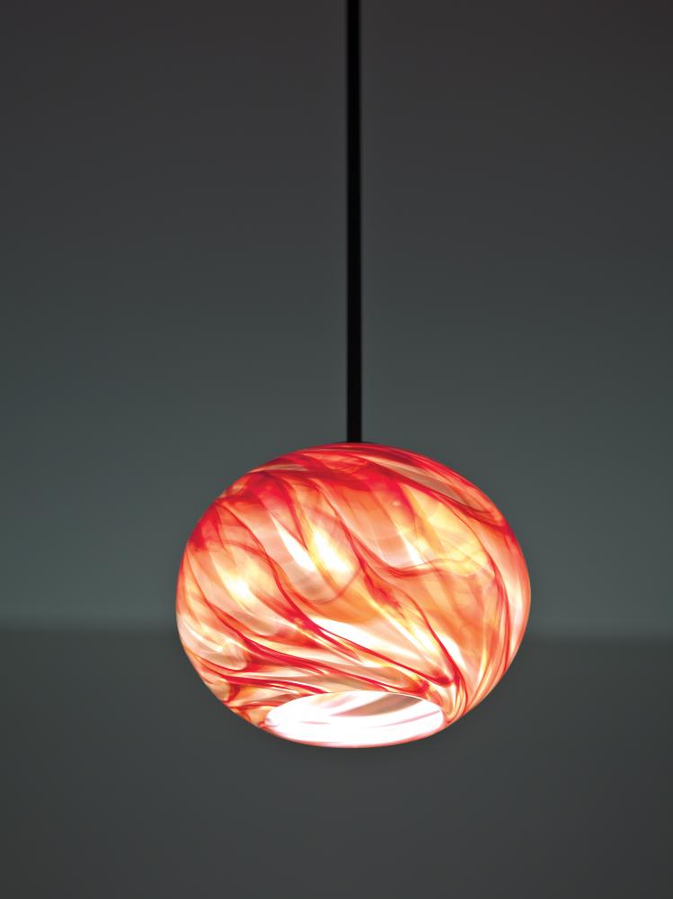 Rose Globe - Pendant - Incandescent 33" OA Drop-Red Hot