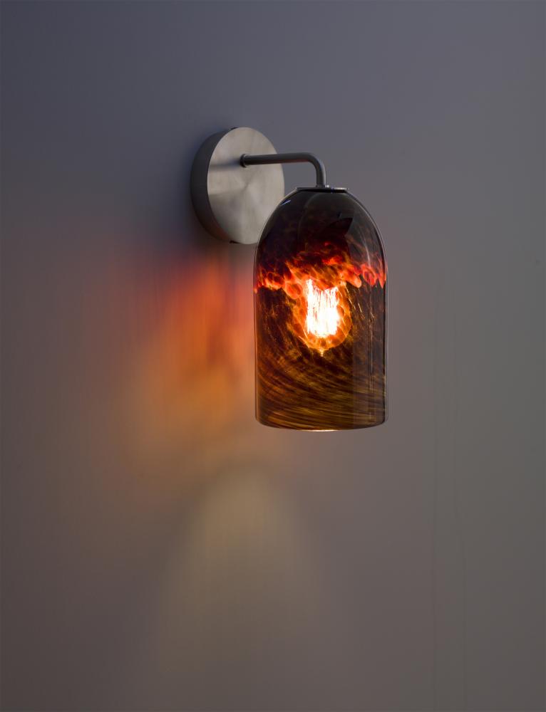 Rose - Sconce - Modern- SS-Clear Dark Amber Glass