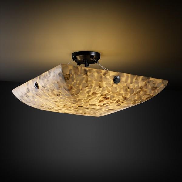 18" LED Semi-Flush Bowl w/ Pair Square Finials