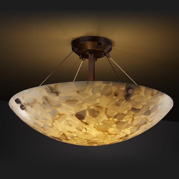 24" LED Semi-Flush Bowl w/ CONCENTRIC CIRCLES FINIALS