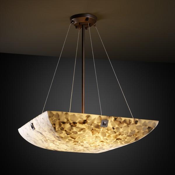 36" LED Pendant Bowl w/ LARGE SQUARE W/ POINT FINIALS