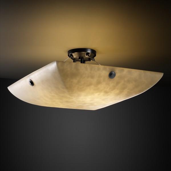 36" LED Semi-Flush Bowl w/ Concentric Circles Finials