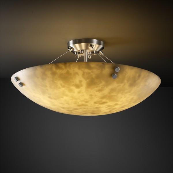 36" LED Semi-Flush Bowl w/ Concentric Circles Finials