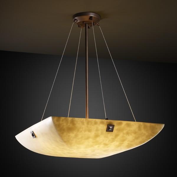 36" Pendant Bowl w/ Concentric Circles Finials