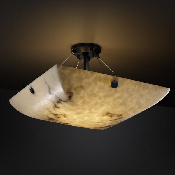 36" LED Semi-Flush Bowl w/ Concentric Circles Finials