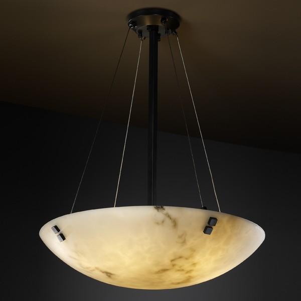 48" LED Pendant Bowl w/ Large Square w/ Point Finials