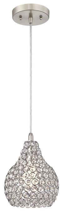 Mini Pendant Brushed Nickel Finish Crystal Jewel Shade