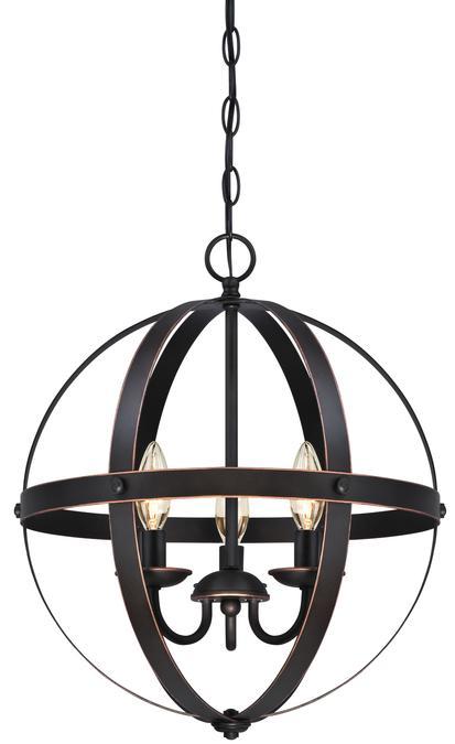 3 Light Chandelier Oil Rubbed Bronze Finish with Highlights