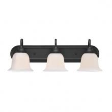 Westinghouse 6117200 - 3 Light Wall Fixture Matte Black Finish White Opal Glass