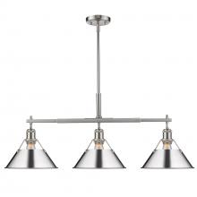 Golden Canada 3306-LP PW-CH - Orwell PW 3 Light Linear Pendant in Pewter with Chrome shades