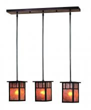 Arroyo Craftsman HICH-4L/3AWO-P - 4" huntington 3 light in-line, classic arch overlay