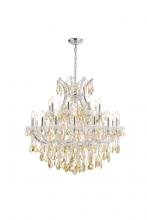 Elegant 2800D36C-GT/RC - Maria Theresa 24 Light Chrome Chandelier Golden Teak (Smoky) Royal Cut Crystal