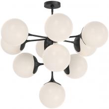 Alora Lighting CH505335MBOP - Nouveau 35-in Matte Black/Opal Matte Glass 10 Lights Chandeliers