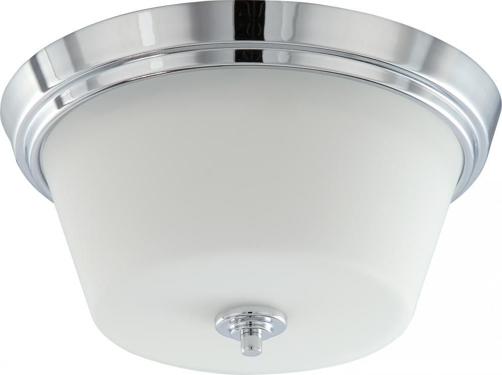 Bento - 3 Light Flush with Satin White Glass - Polished Chrome Finish