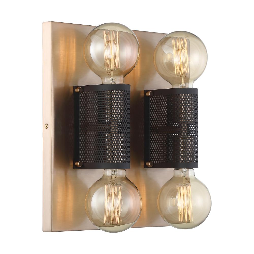 Passage - 4 Light Flush - Copper Brushed Brass Finish with Black Mesh