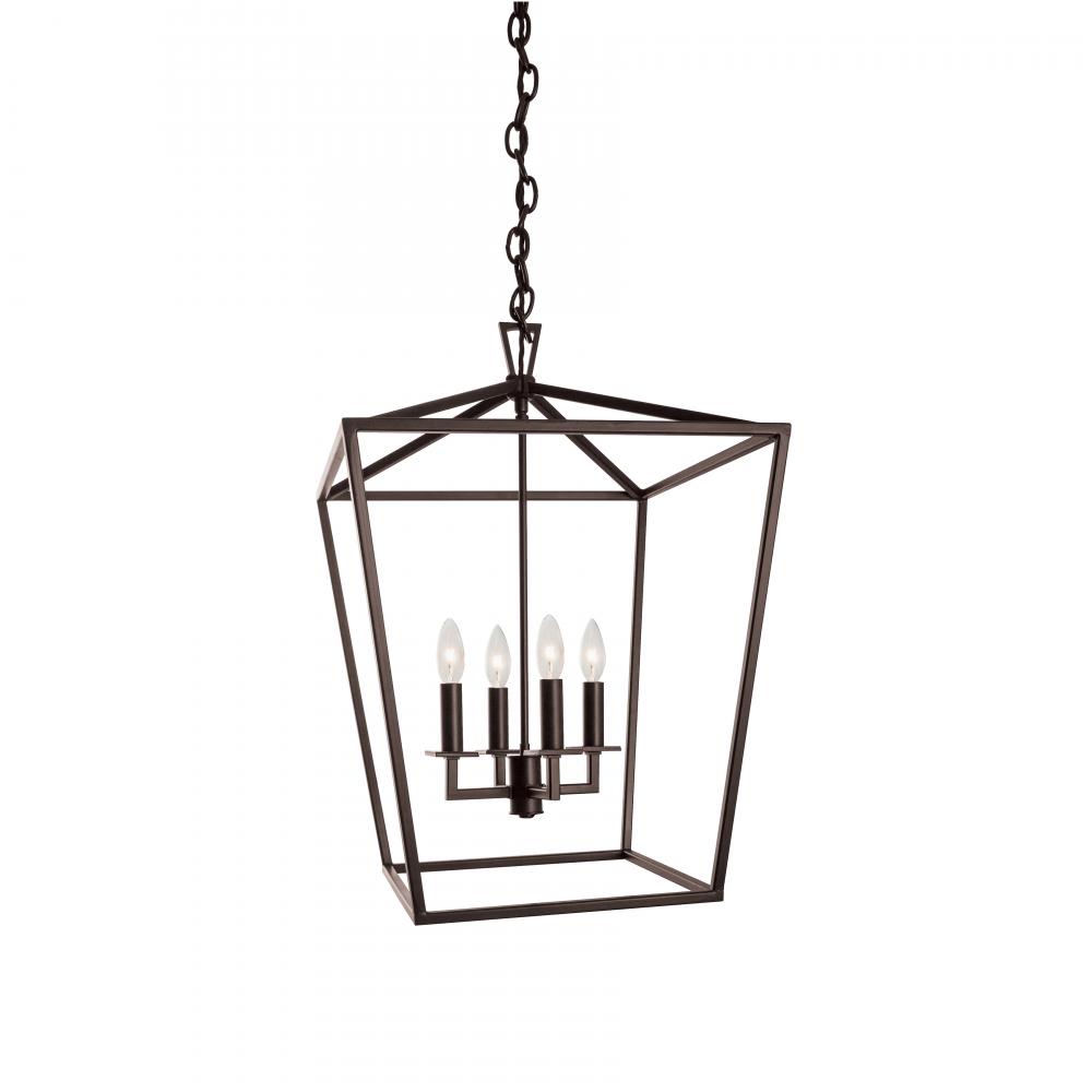 Cage 18'' Wide 4-Light Pendant - Bronze