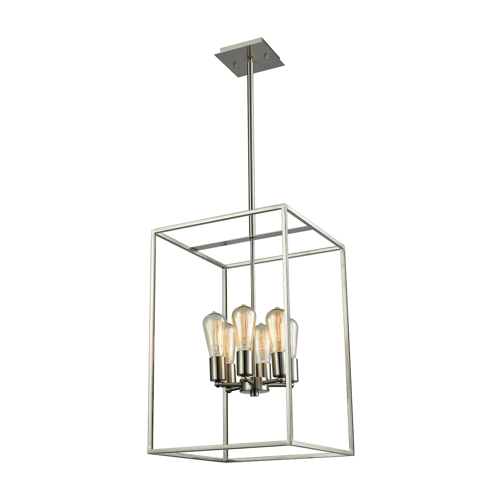 Thomas - Williamsport 14'' Wide 6-Light Chandelier - Brushed Nickel